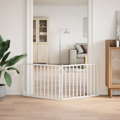 Cancelletto per cani pieghevole 2 pannelli bianco 160 cm in legno di pioppo