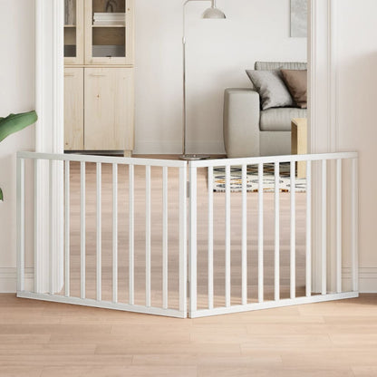 Cancelletto per cani pieghevole 2 pannelli bianco 160 cm in legno di pioppo