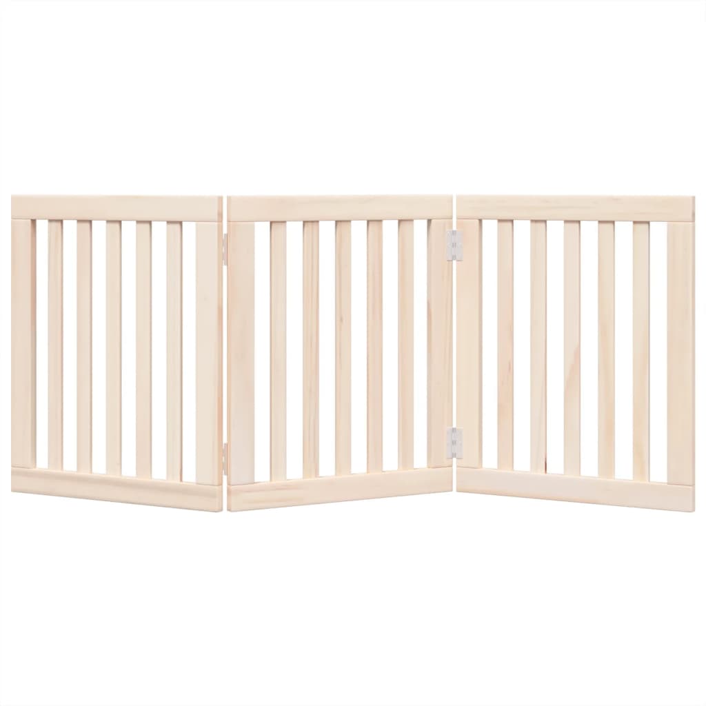 Cancello per Cani Pieghevole 3 Pannelli 150 cm Legno di Pioppo