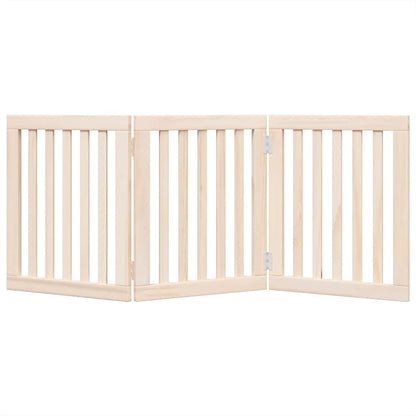 Cancello per Cani Pieghevole 3 Pannelli 150 cm Legno di Pioppo