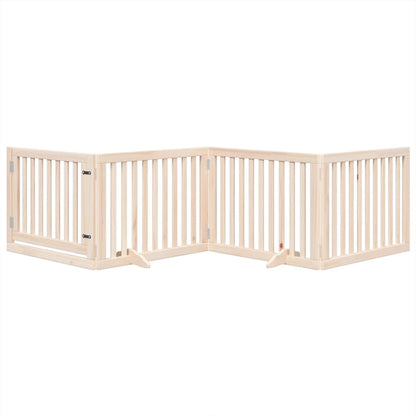 Cancelletto per cani con porta pieghevole 4 pannelli 320 cm in legno di pioppo