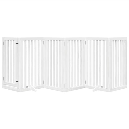 Cancello Cani Porta Pieghevole Bianco 6 Pannelli 300 cm Pioppo
