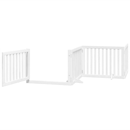 Cancello Cani Porta Pieghevole Bianco 4 Pannelli 320 cm Pioppo