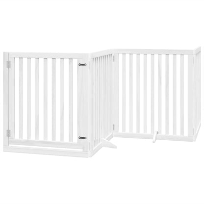 Cancello Cani Porta Pieghevole Bianco 4 Pannelli 320 cm Pioppo