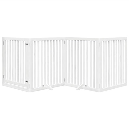 Cancello Cani Porta Pieghevole Bianco 4 Pannelli 320 cm Pioppo