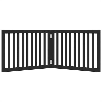Cancello per Cani Pieghevole 2 Pannelli Nero 160cm Legno Pioppo