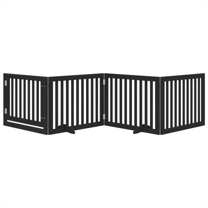 Cancello per Cani Porta Pieghevole Nero 4 Pannelli 320cm Pioppo