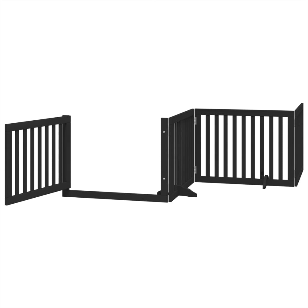 Cancello per Cani Porta Pieghevole Nero 4 Pannelli 320cm Pioppo