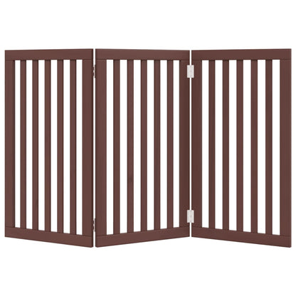 Cancello Cani Pieghevole 3 Pannelli Marrone 150cm Legno Pioppo