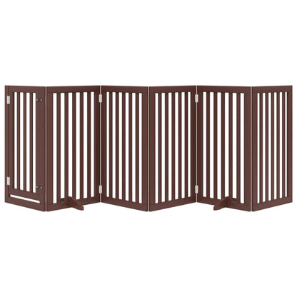 Cancello Cani Porta Pieghevole Marrone 6 Pannelli 300cm Pioppo