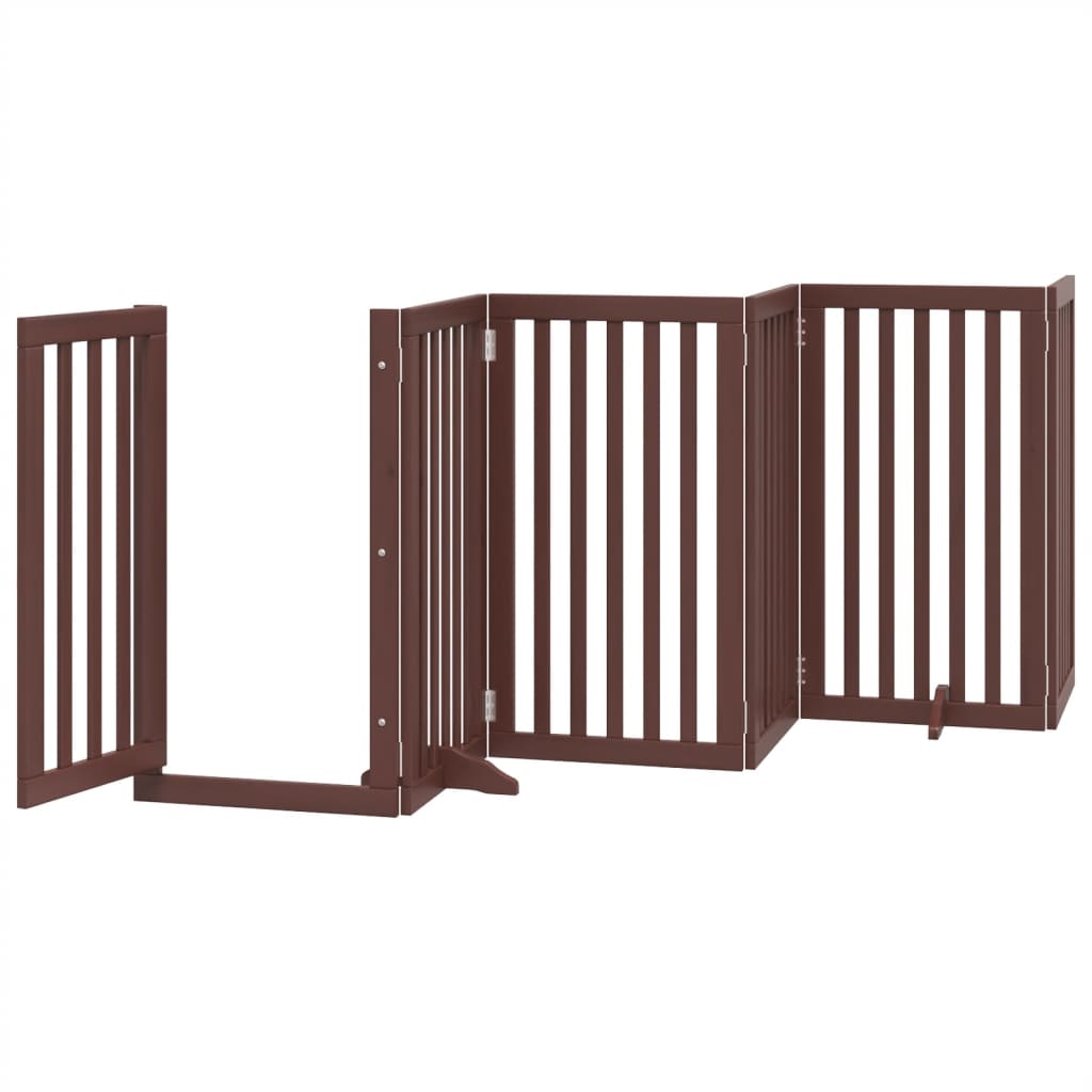 Cancello Cani Porta Pieghevole Marrone 6 Pannelli 300cm Pioppo