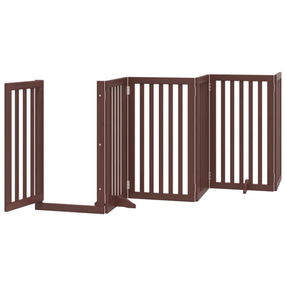 Cancello Cani Porta Pieghevole Marrone 6 Pannelli 300cm Pioppo