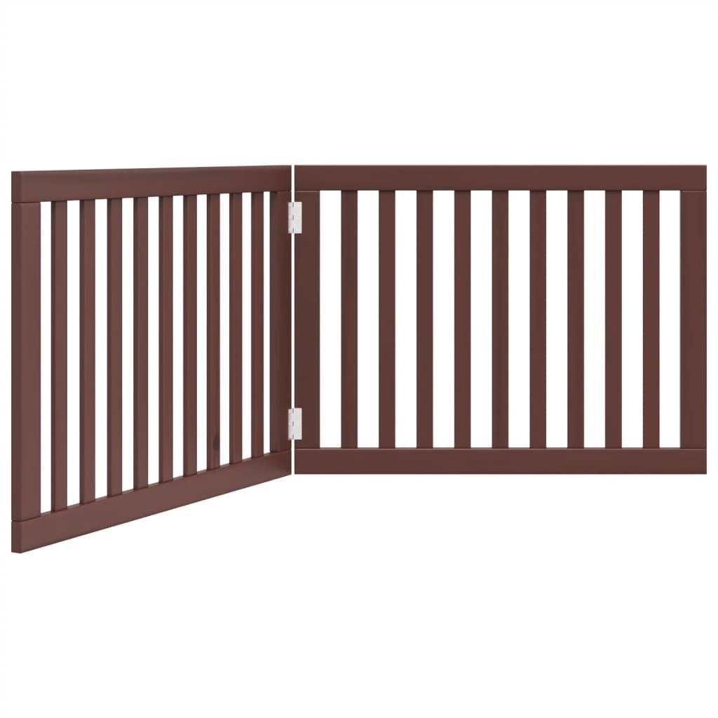 Cancello Cani Pieghevole 2 Pannelli Marrone 160cm Legno Pioppo