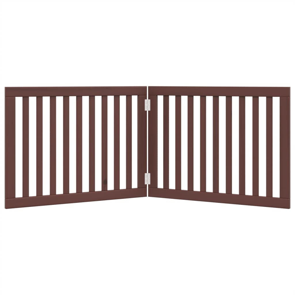 Cancello Cani Pieghevole 2 Pannelli Marrone 160cm Legno Pioppo