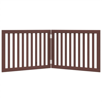Cancello Cani Pieghevole 2 Pannelli Marrone 160cm Legno Pioppo