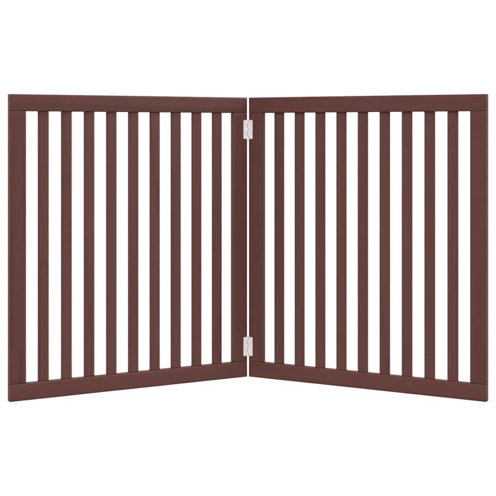 Cancello Cani Pieghevole 2 Pannelli Marrone 160cm Legno Pioppo