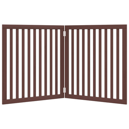 Cancello Cani Pieghevole 2 Pannelli Marrone 160cm Legno Pioppo