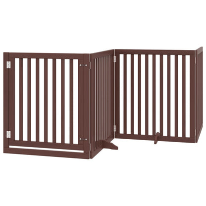 Cancello Cani Porta Pieghevole Marrone 4 Pannelli 320cm Pioppo