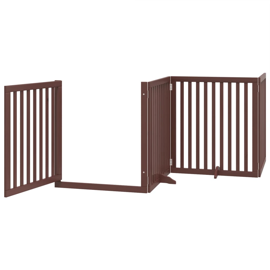 Cancello Cani Porta Pieghevole Marrone 4 Pannelli 320cm Pioppo