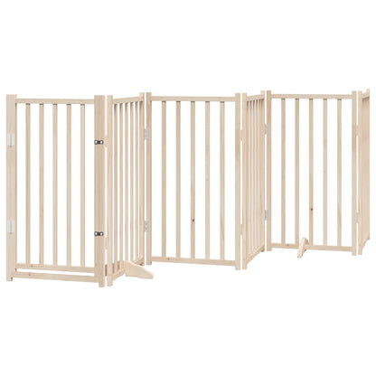 Cancelletto per cani con porta pieghevole 6 pannelli 300 cm in legno massello di abete