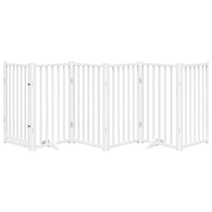 Cancello Cani Pieghevole Bianco 6 Pannelli 300cm Massello Abete