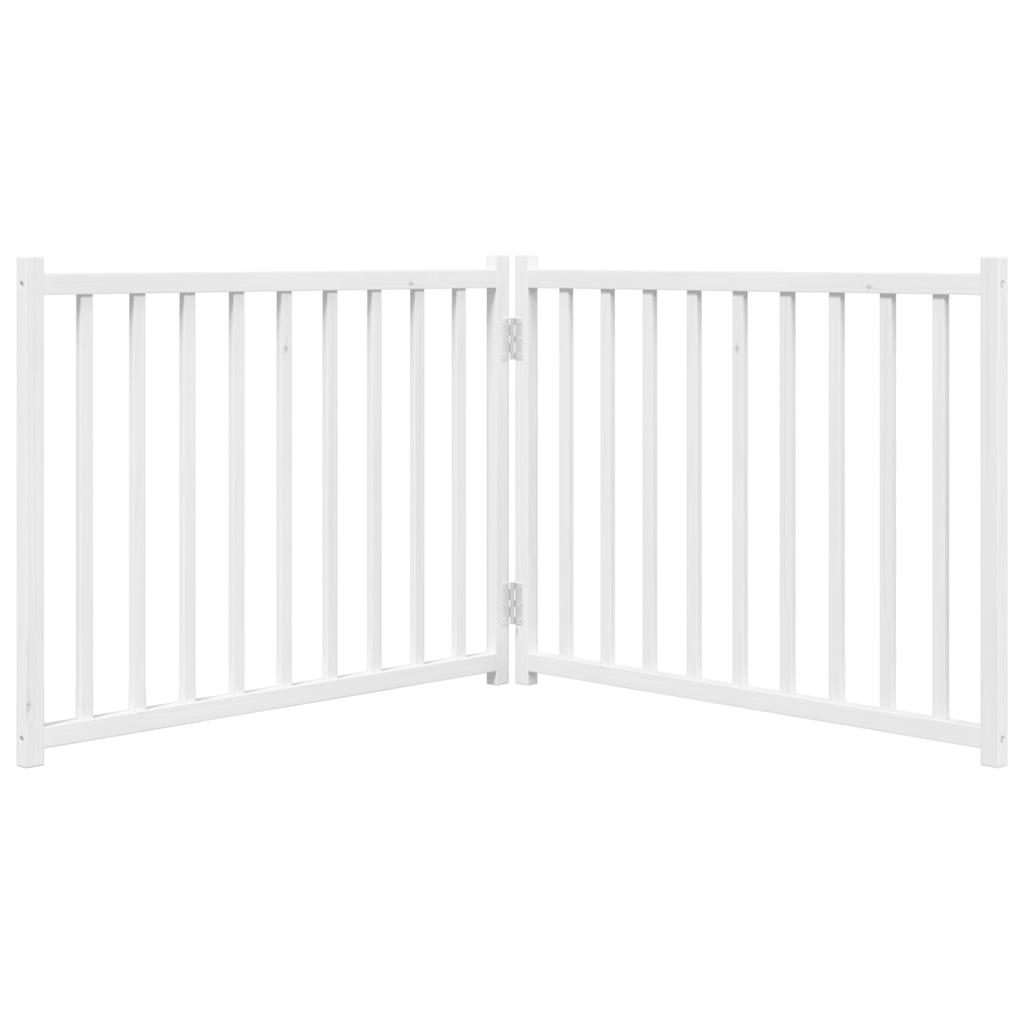 Cancello Cani Pieghevole 2 Pannelli Bianco 160cm Massello Abete