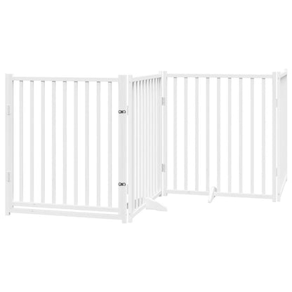 Cancello Cani Pieghevole Bianco 4 Pannelli 320cm Massello Abete