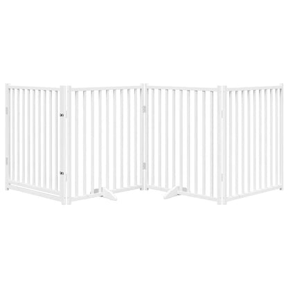 Cancello Cani Pieghevole Bianco 4 Pannelli 320cm Massello Abete