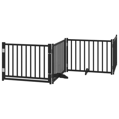 Cancello Cani Pieghevole Nero 4 Pannelli 320 cm Massello Abete