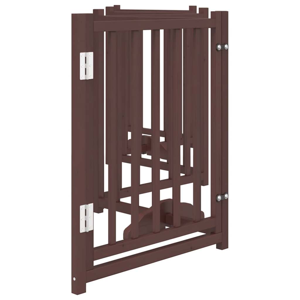 Cancello Cani Pieghevole Marrone 6Pannelli 300cm Massello Abete
