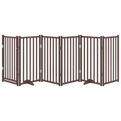 Cancello Cani Pieghevole Marrone 6Pannelli 300cm Massello Abete