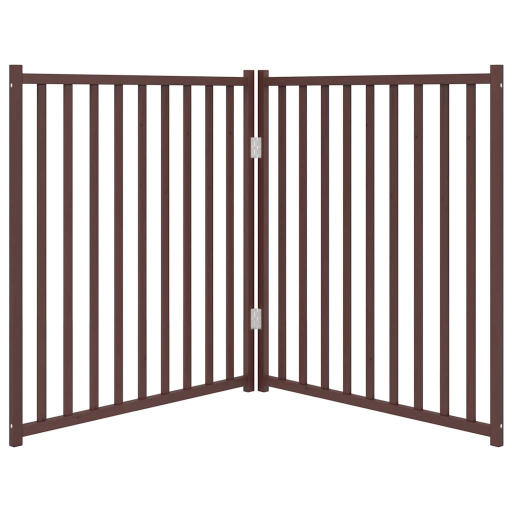 Cancello Cani Pieghevole 2Pannelli Marrone 160cm Massello Abete