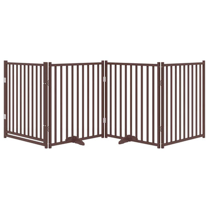 Cancello Cani Pieghevole Marrone 4Pannelli 320cm Massello Abete