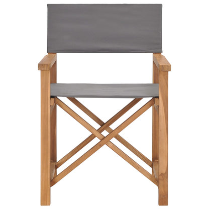 Sedie da Regista Pieghevoli 2 pz Grigio Legno Massello di Teak