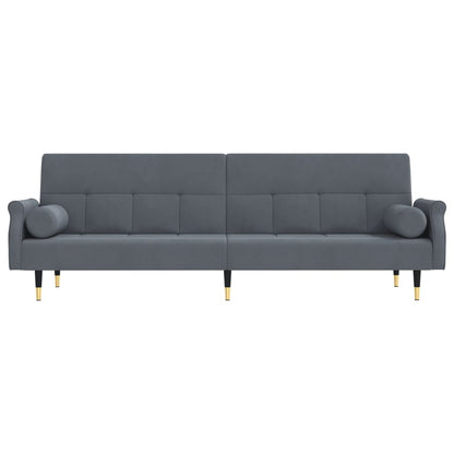 Divano Letto con Cuscini Grigio Scuro in Velluto