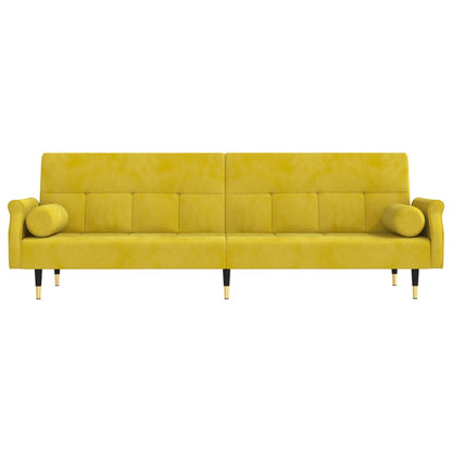 Divano Letto con Cuscini Giallo in Velluto