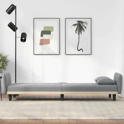 Divano Letto con Portabicchieri in Tessuto Grigio Chiaro