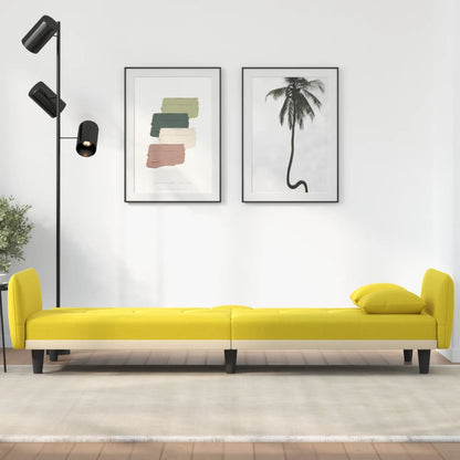 Divano Letto con Portabicchieri in Tessuto Giallo Chiaro