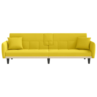 Divano Letto con Portabicchieri in Tessuto Giallo Chiaro