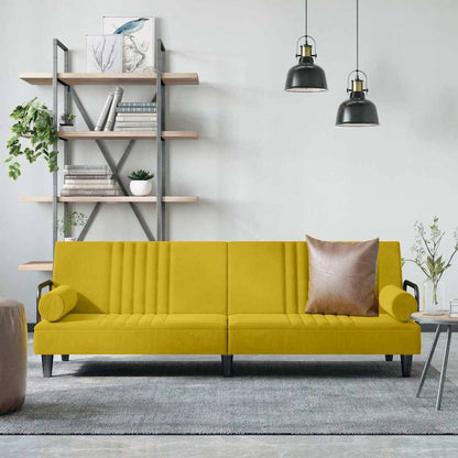 Divano Letto con Braccioli Giallo in Velluto