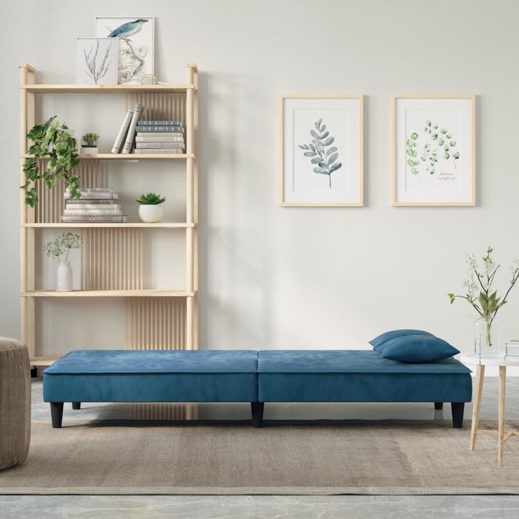 Divano Letto Blu in Velluto