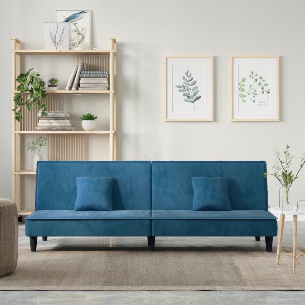 Divano Letto Blu in Velluto