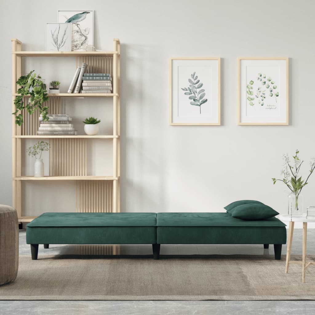 Divano Letto Verde Scuro in Velluto