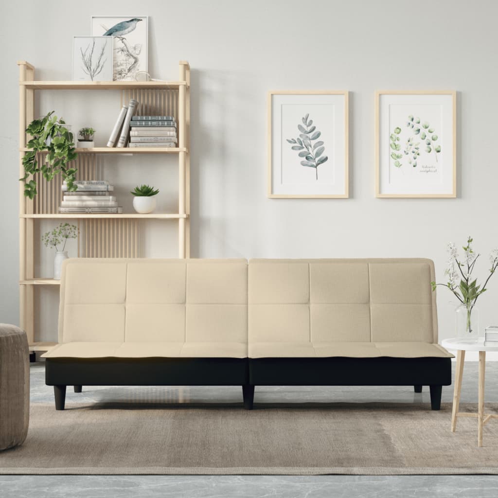 Divano Letto Crema in Tessuto