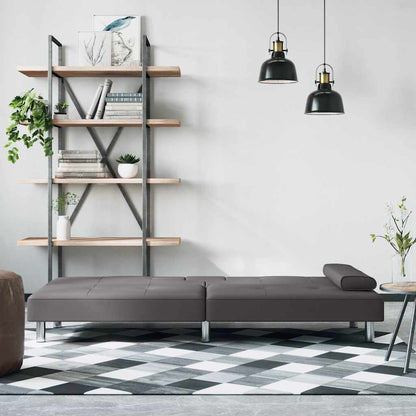 Divano Letto con Portabicchieri in Similpelle Grigio