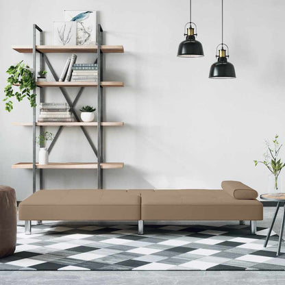 Divano Letto con Portabicchieri in Similpelle Cappuccino