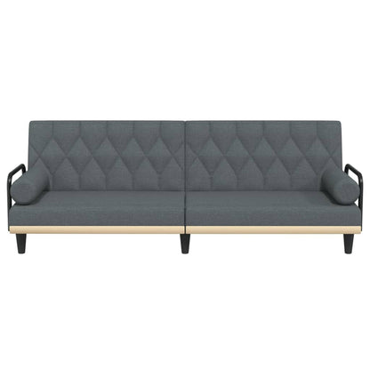 Divano Letto con Braccioli Grigio Scuro in Tessuto