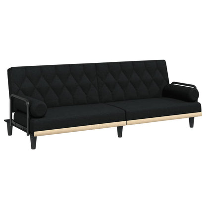 Divano Letto con Braccioli Nero in Tessuto