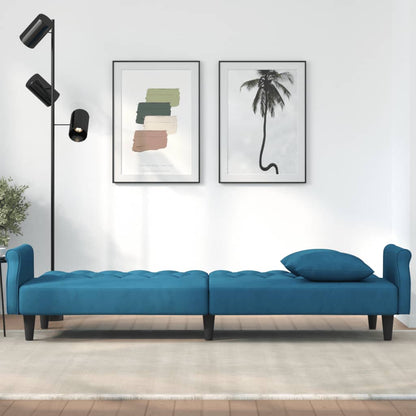 Divano Letto con Braccioli Blu in Velluto