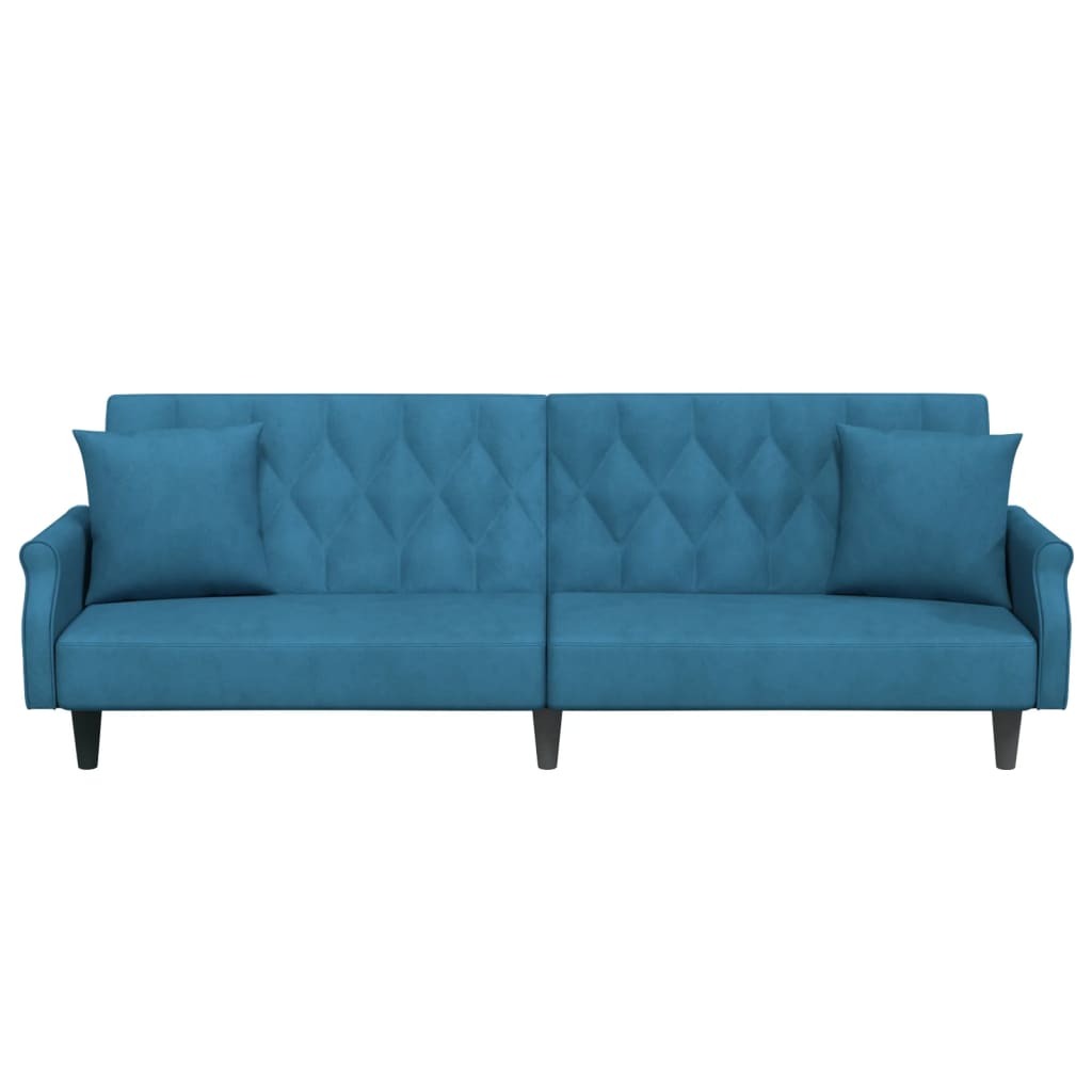 Divano Letto con Braccioli Blu in Velluto